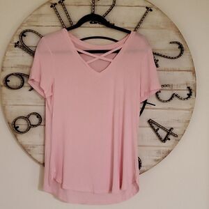 🏝Soft tee cross neck t shirt. Never worn. 🏝